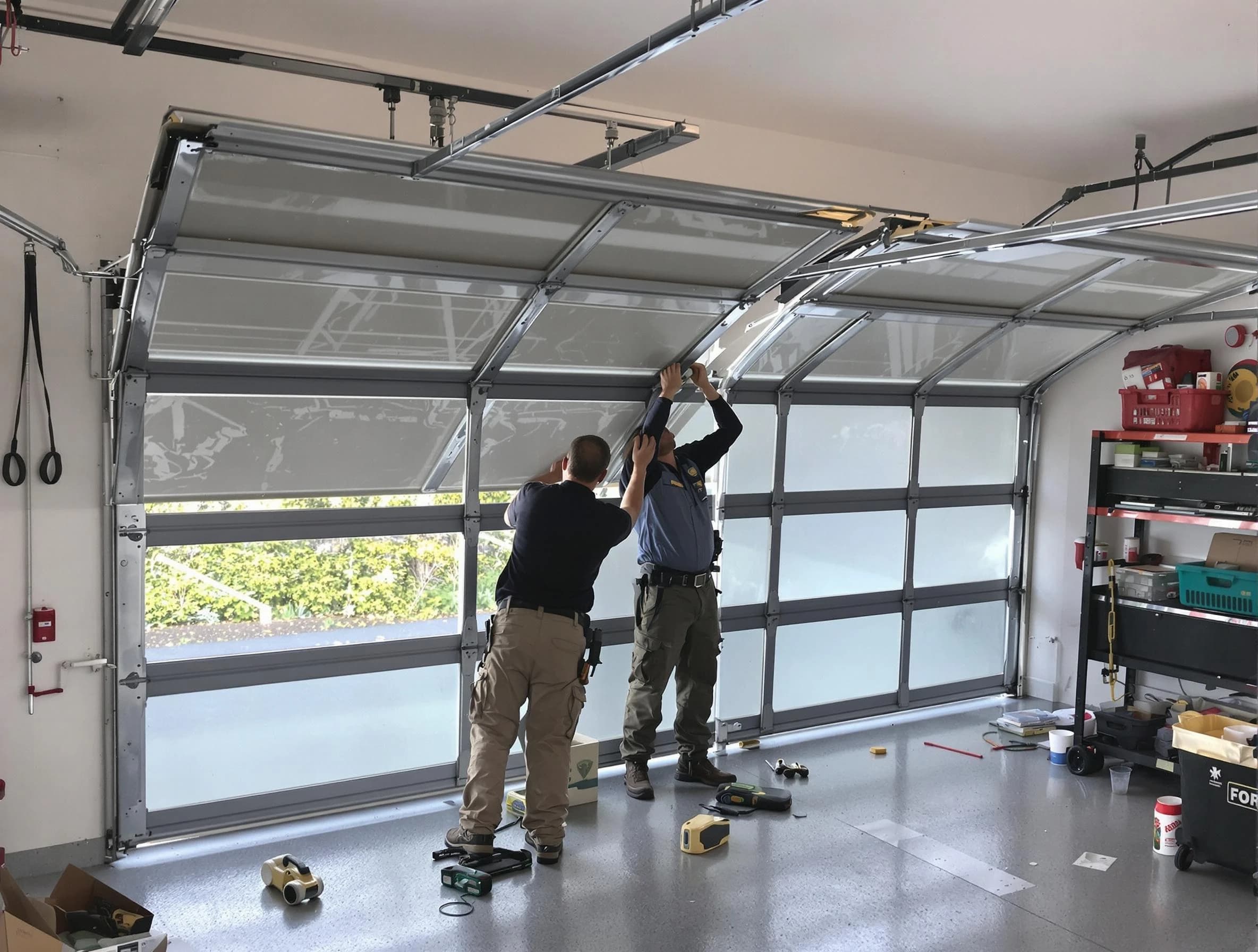 Lake of the Woods Garage Door Repair expert performing precise panel replacement on Lake of the Woods garage door