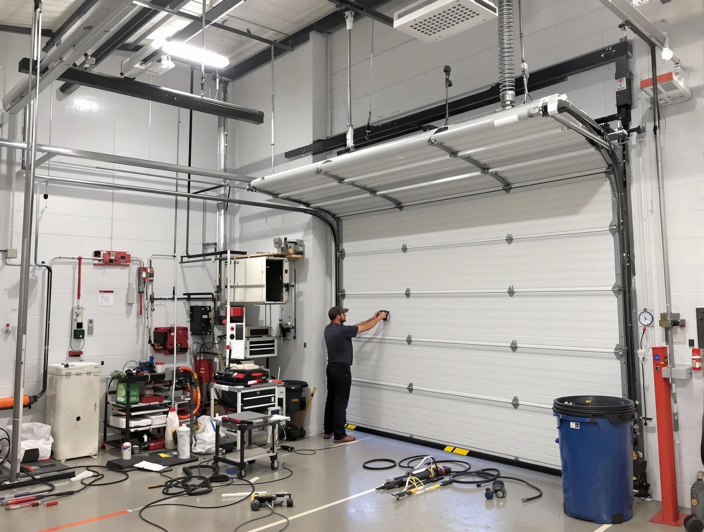 Lake of the Woods Garage Door Repair certified technician performing commercial door repair at a Lake of the Woods business facility