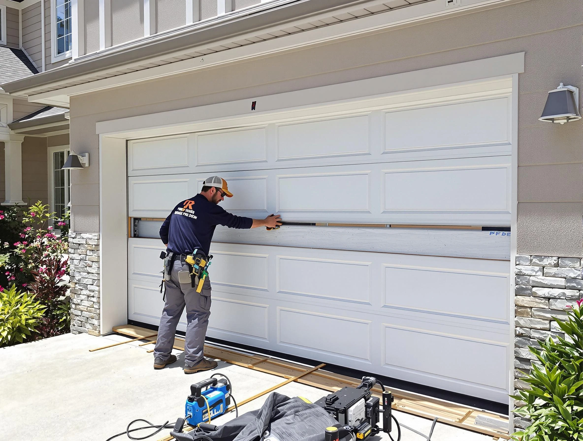 Lake of the Woods Garage Door Repair team performing complete garage door replacement at Lake of the Woods residence