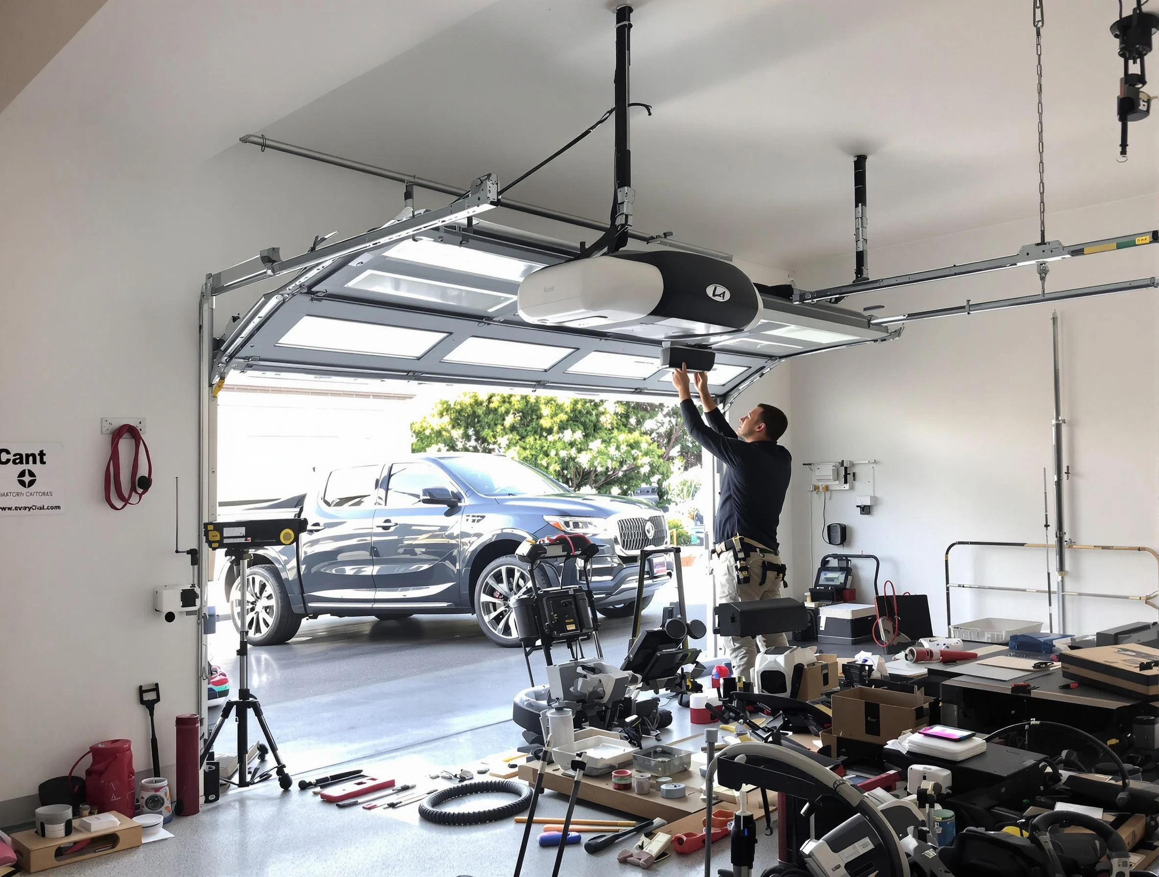 Lake of the Woods Garage Door Repair specialist installing smart garage door opener system in Lake of the Woods home