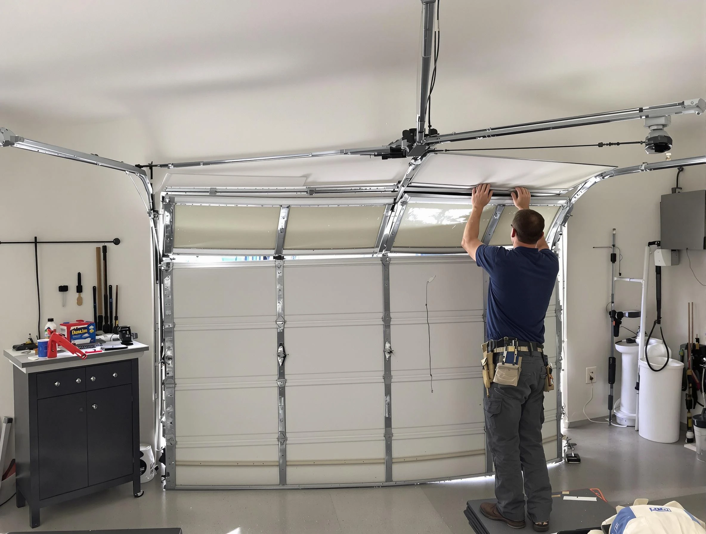 Lake of the Woods Garage Door Repair specialist performing precise section replacement on Lake of the Woods garage door
